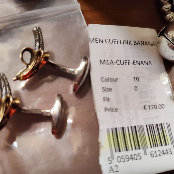 New Paul Smith Cufflinks Banana Authentic Gold Silver Tone No Box - Picture 3 of 11